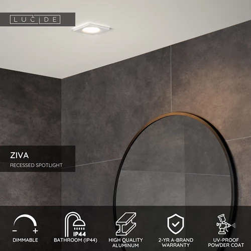 Lucide ZIVA - Recessed spotlight Bathroom - 1xGU10 - IP44 - White - USP